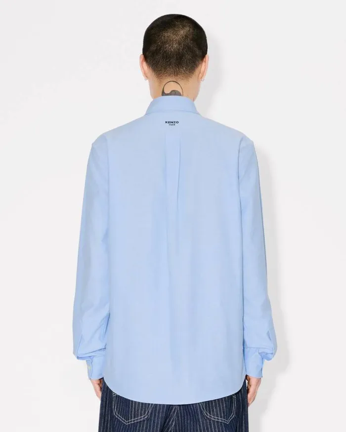 Men 039KENZO Pop039 Casual Oxford Shirt Sky Blue Kenzo Shirts