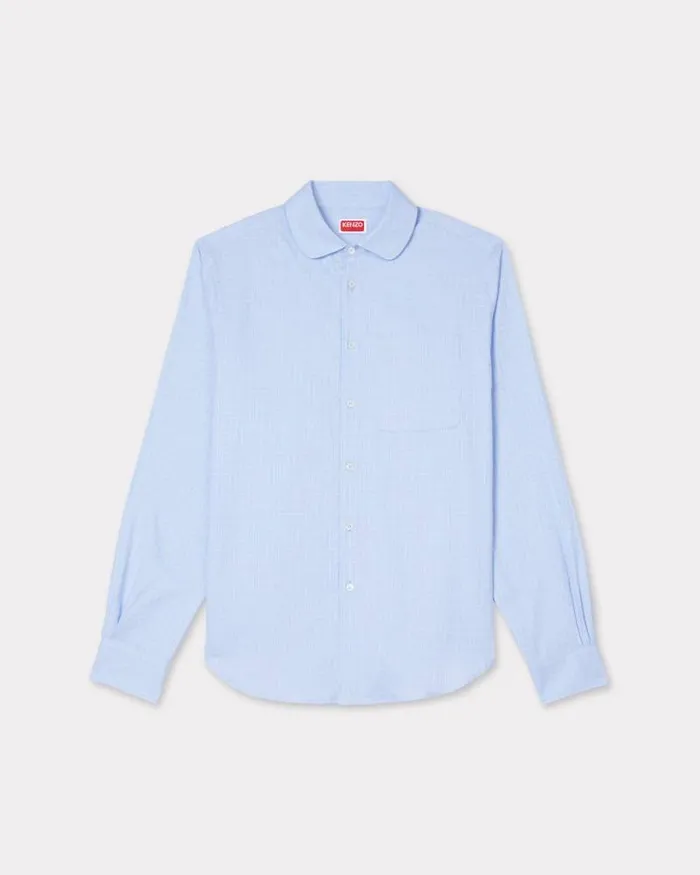Men 039KENZO Weave039 Jacquard Slim Shirt Sky Blue Kenzo Shirts