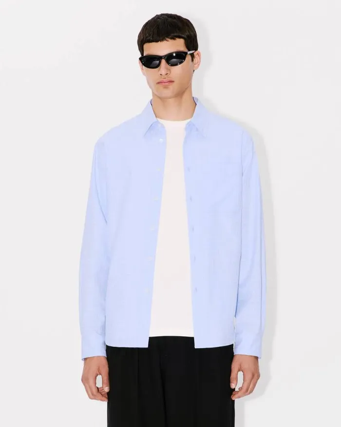 Men 039KENZO Weave039 Jacquard Slim Shirt Sky Blue Kenzo Shirts