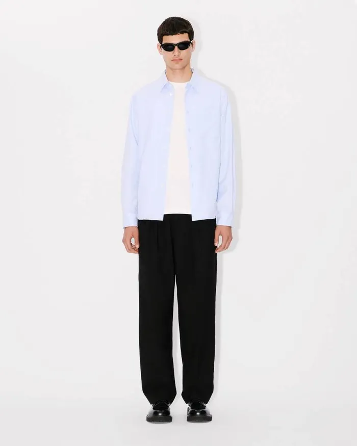 Men 039KENZO Weave039 Jacquard Slim Shirt Sky Blue Kenzo Shirts