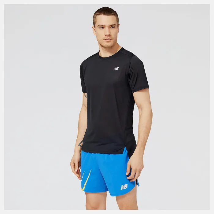 Men Accelerate Short Sleeve Black New Balance Shirts