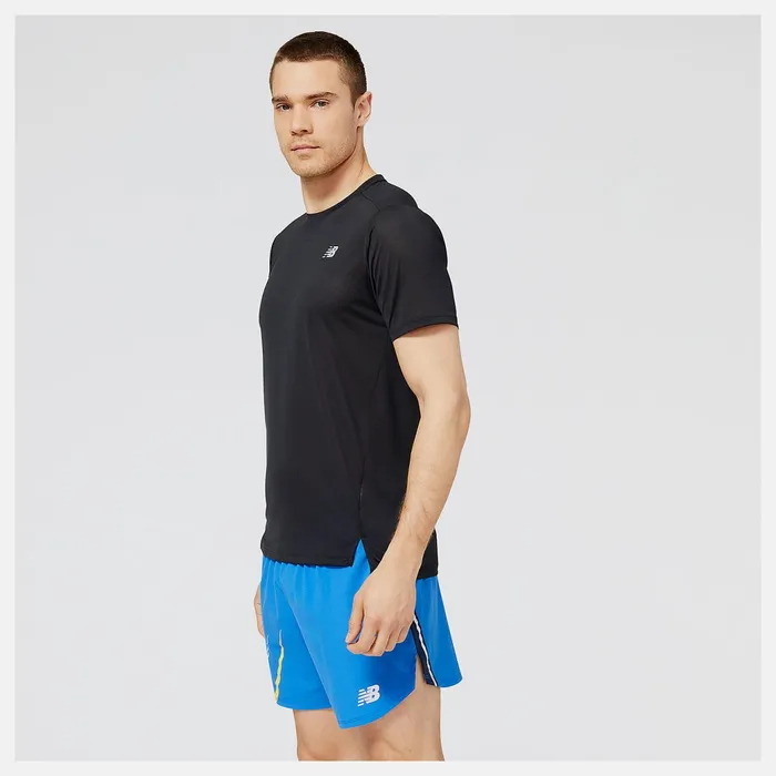 Men Accelerate Short Sleeve Black New Balance Shirts Men Accelerate Short Sleeve Black New Balance Shirts