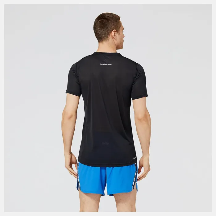 Men Accelerate Short Sleeve Black New Balance Shirts Men Accelerate Short Sleeve Black New Balance Shirts