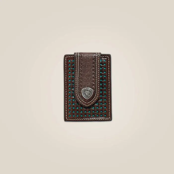 Men Bags and Wallets Ariat Basketweave Card Case Brown