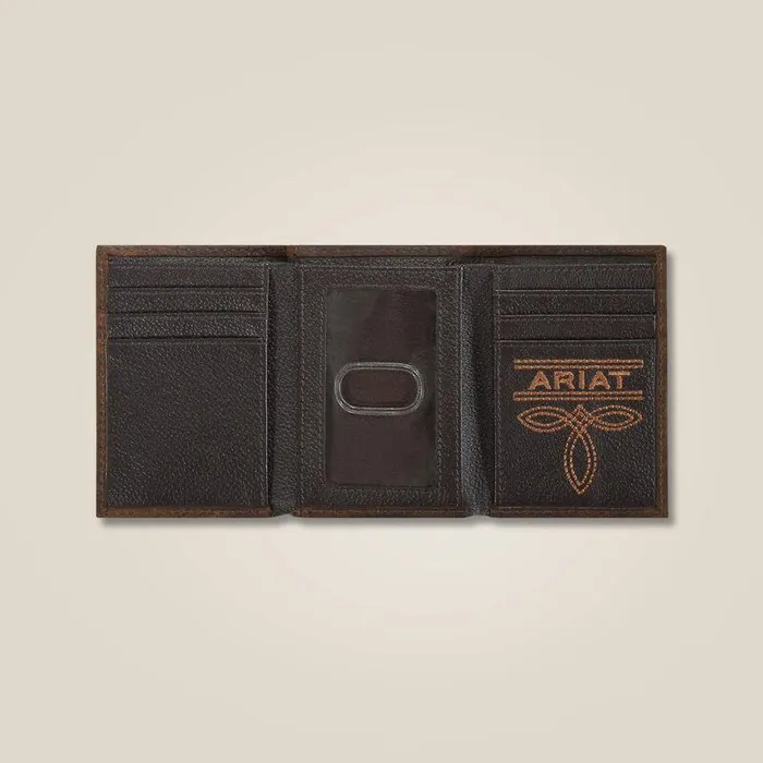 Men Bags and Wallets Ariat Mexico Logo Trifold Wallet Brown Men Bags and Wallets Ariat Mexico Logo Trifold Wallet Brown