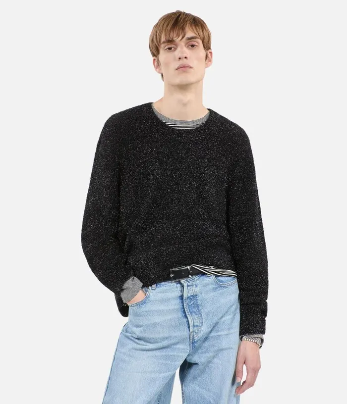 Men Black Glittery Jumper THE KOOPLES Sweaters