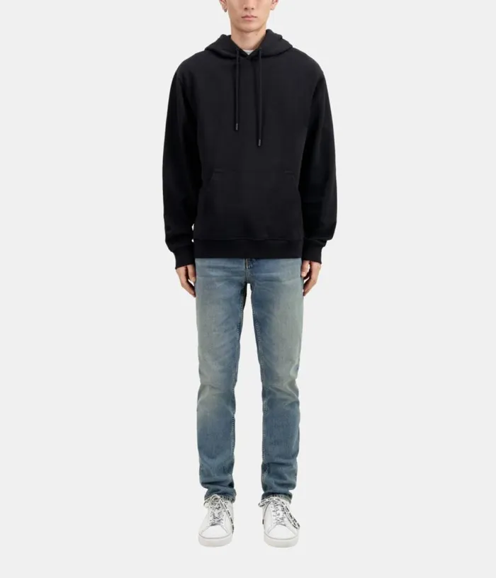 Men Black Hoodie With Flower Skull Serigraphy THE KOOPLES Sweatshirts and Sweatpants