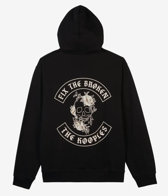 Men Black Hoodie With Flower Skull Serigraphy THE KOOPLES Sweatshirts and Sweatpants Men Black Hoodie With Flower Skull Serigraphy THE KOOPLES Sweatshirts and Sweatpants