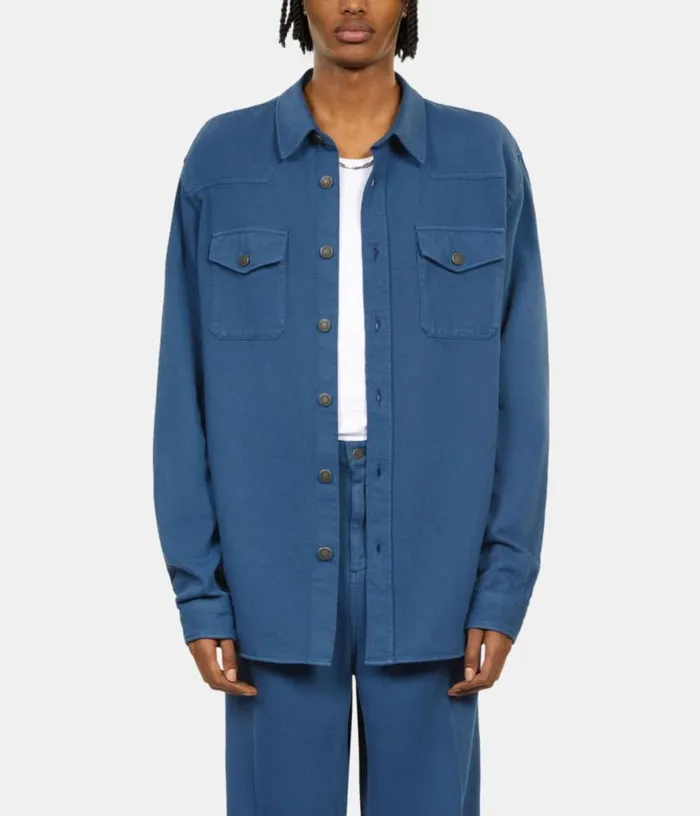 Men Blue Linen And Cotton Shirt THE KOOPLES Shirts