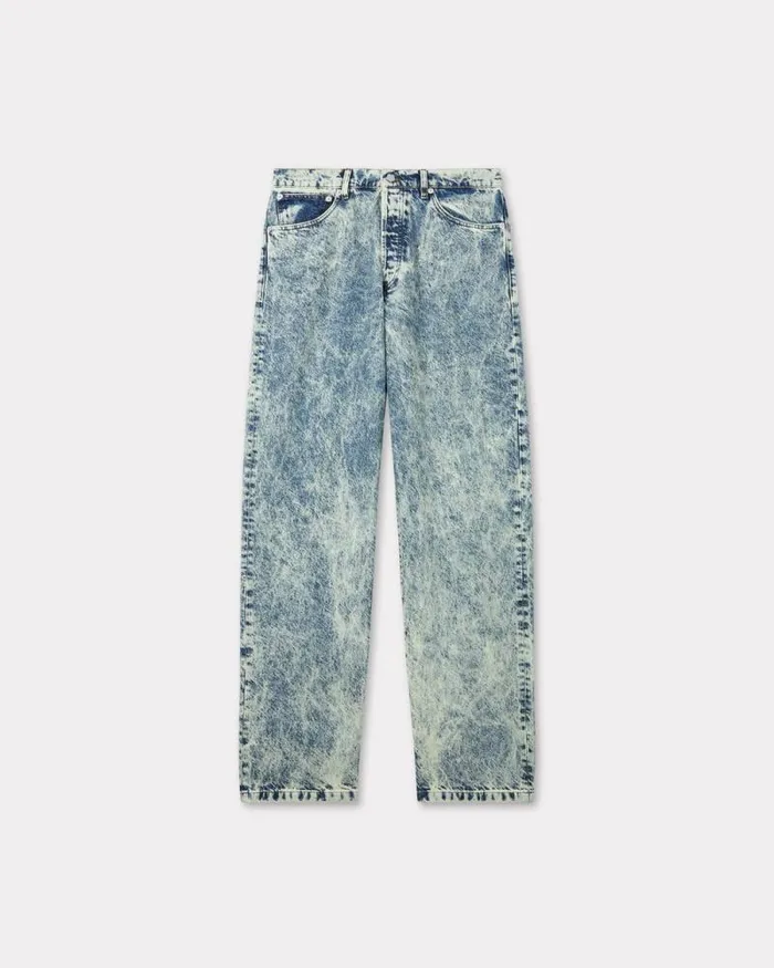 Men BOTAN Loose Jeans In Japanese Denim Snow Bleached Blue Denim Kenzo Denim