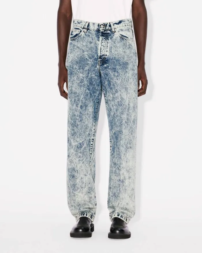 Men BOTAN Loose Jeans In Japanese Denim Snow Bleached Blue Denim Kenzo Denim