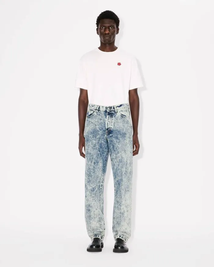 Men BOTAN Loose Jeans In Japanese Denim Snow Bleached Blue Denim Kenzo Denim