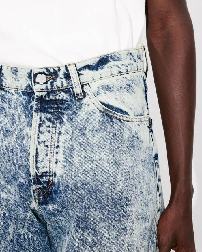 Men BOTAN Loose Jeans In Japanese Denim Snow Bleached Blue Denim Kenzo Denim