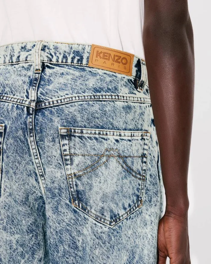 Men BOTAN Loose Jeans In Japanese Denim Snow Bleached Blue Denim Kenzo Denim
