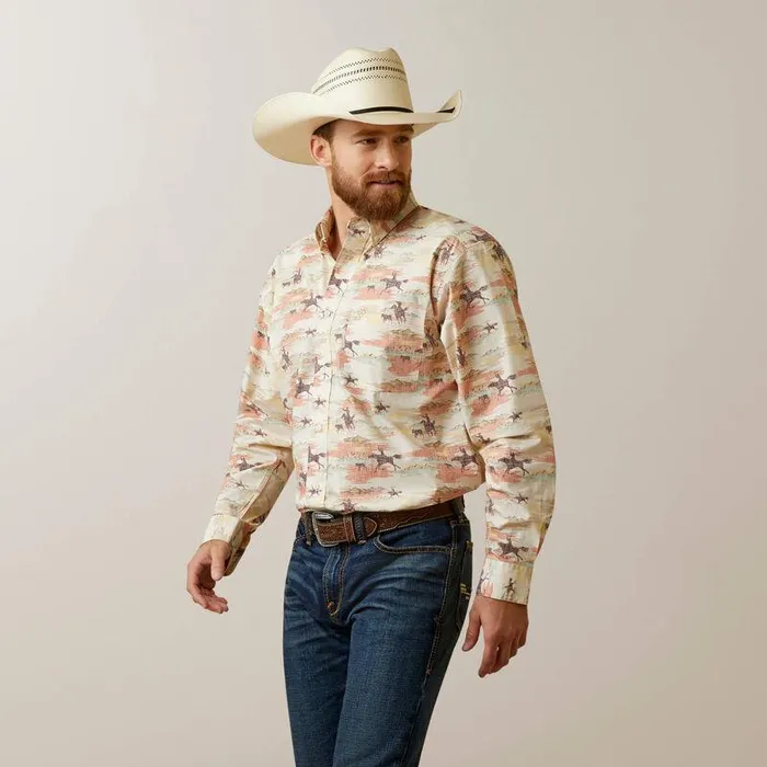 Men Button Down Shirts Ariat August Classic Fit Shirt Yellow