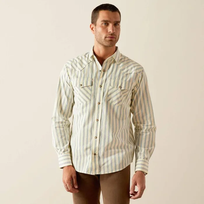 Men Button Down Shirts Ariat Hanford Retro Fit Shirt Cream