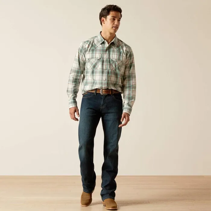 Men Button Down Shirts Ariat Hansai Retro Fit Shirt Egret Men Button Down Shirts Ariat Hansai Retro Fit Shirt Egret