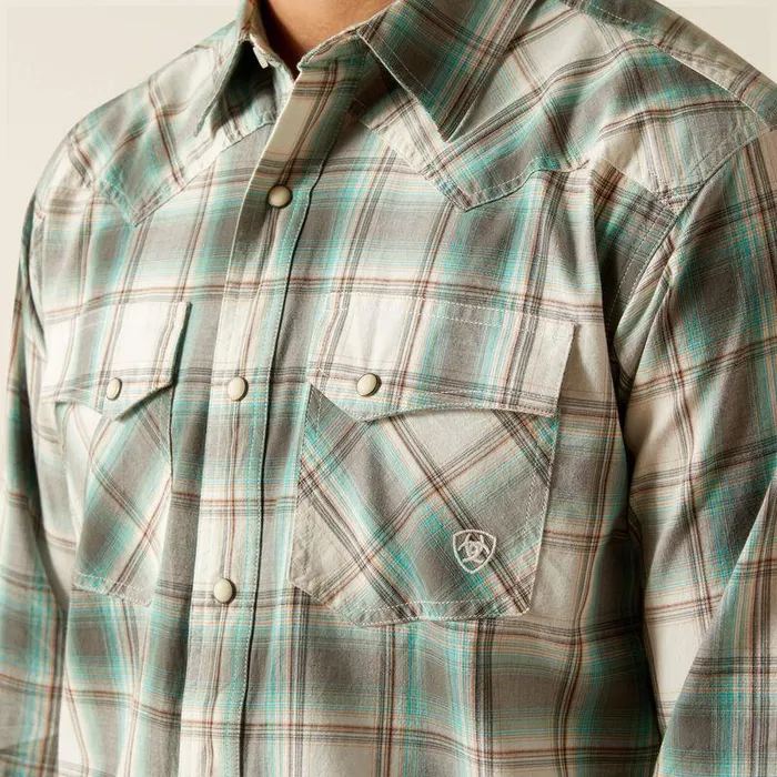 Men Button Down Shirts Ariat Hansai Retro Fit Shirt Egret Men Button Down Shirts Ariat Hansai Retro Fit Shirt Egret