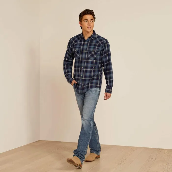 Men Button Down Shirts Ariat Hugo Retro Fit Shirt Maritime Blue Men Button Down Shirts Ariat Hugo Retro Fit Shirt Maritime Blue