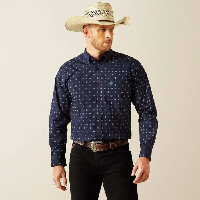 Men Button Down Shirts Ariat Jacobi Classic Fit Shirt Navy