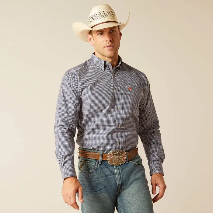 Men Button Down Shirts Ariat Pro Series Reign Classic Fit Shirt Navy