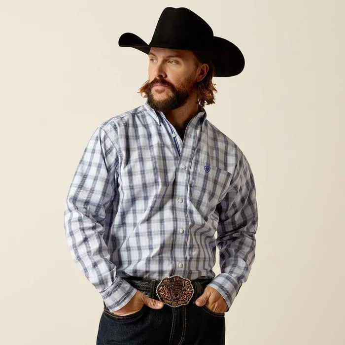 Men Button Down Shirts Ariat Pro Series River Classic Fit Shirt Light Blue
