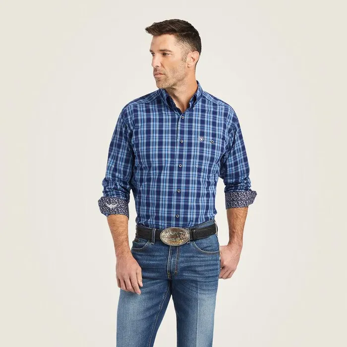 Men Button Down Shirts Ariat Relentless Timeless Stretch Classic Fit Shirt Midnight Sail