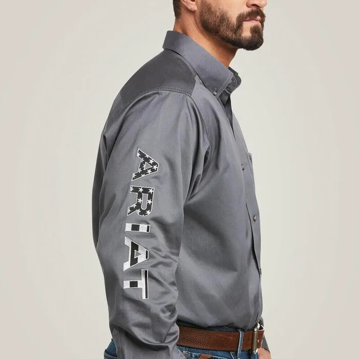 Men Button Down Shirts Ariat Team Logo Twill Classic Fit Shirt Quiet Shade Men Button Down Shirts Ariat Team Logo Twill Classic Fit Shirt Quiet Shade