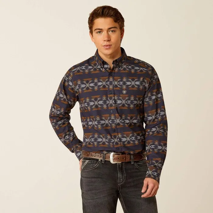 Men Button Down Shirts Ariat Tripp Fitted Shirt Dark Blue
