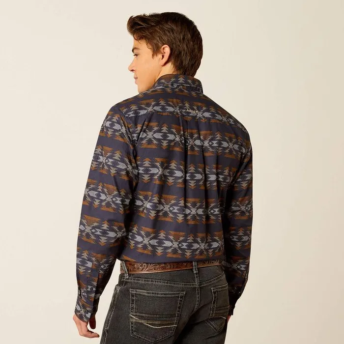 Men Button Down Shirts Ariat Tripp Fitted Shirt Dark Blue Men Button Down Shirts Ariat Tripp Fitted Shirt Dark Blue