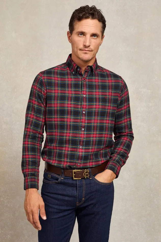 Men Classic Button Down Shirt Sandringham Red Holland Cooper Shirts