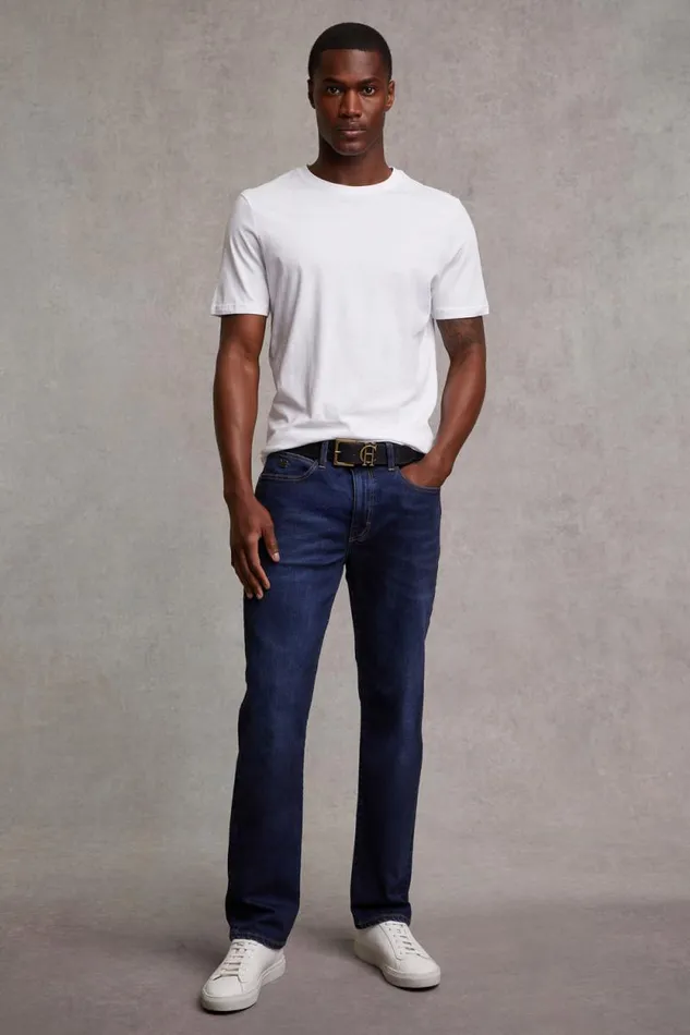 Men Classic Straight Jean Washed Indigo Holland Cooper Jeans