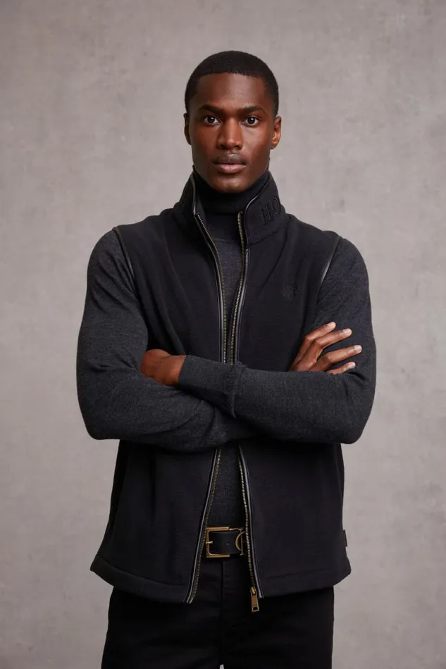 Men Country Fleece Gilet Black Holland Cooper Gilets