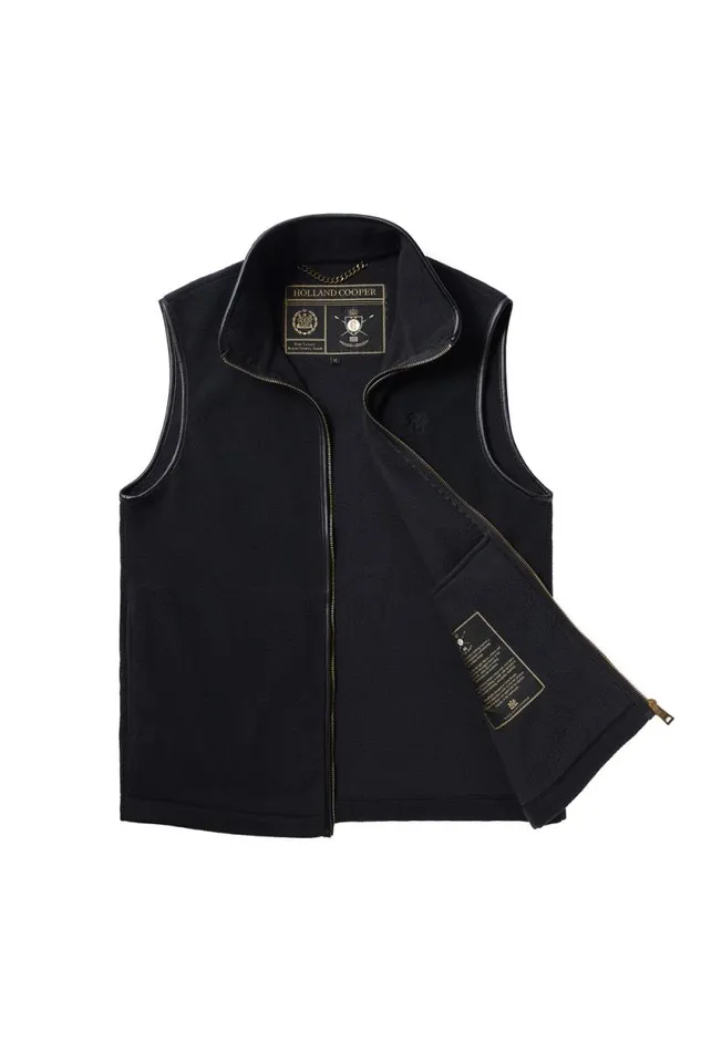 Men Country Fleece Gilet Black Holland Cooper Gilets