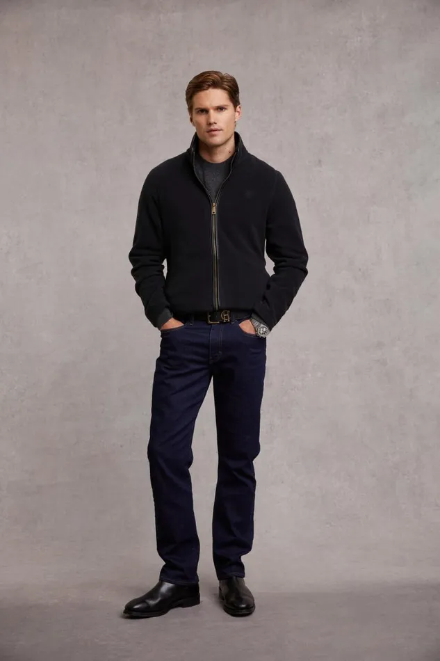 Men Country Fleece Jacket Black Holland Cooper Fleeces