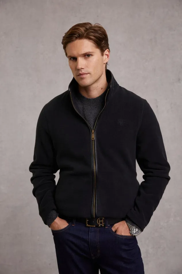 Men Country Fleece Jacket Black Holland Cooper Fleeces