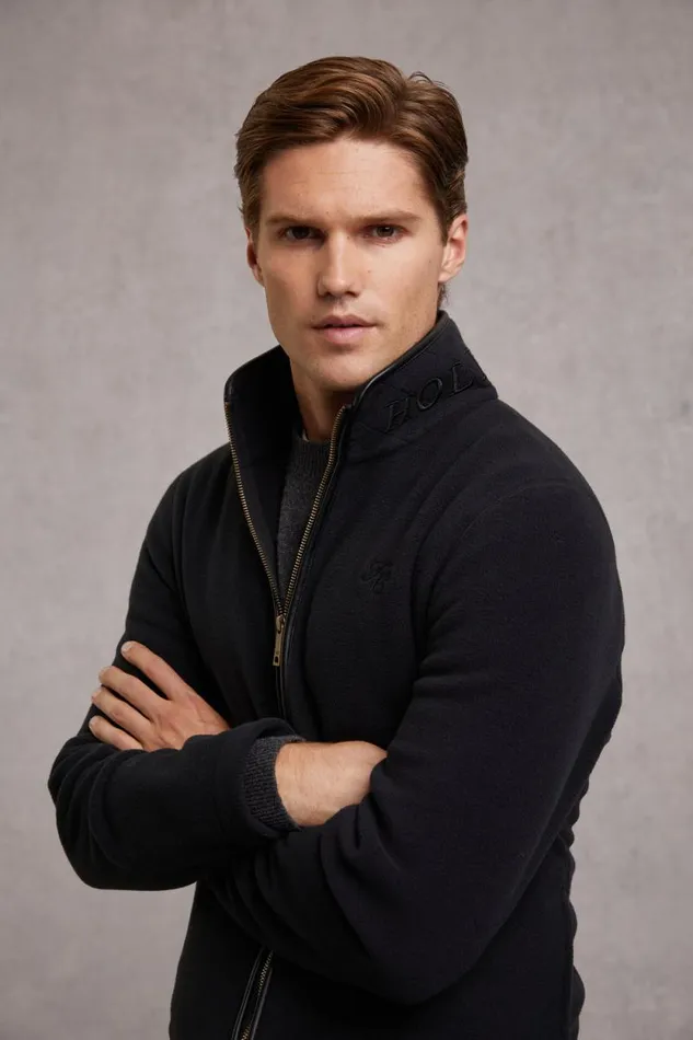 Men Country Fleece Jacket Black Holland Cooper Fleeces