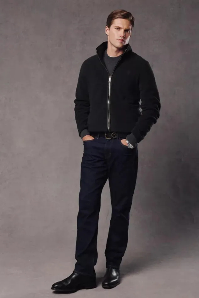 Men Country Fleece Jacket Black Holland Cooper Fleeces