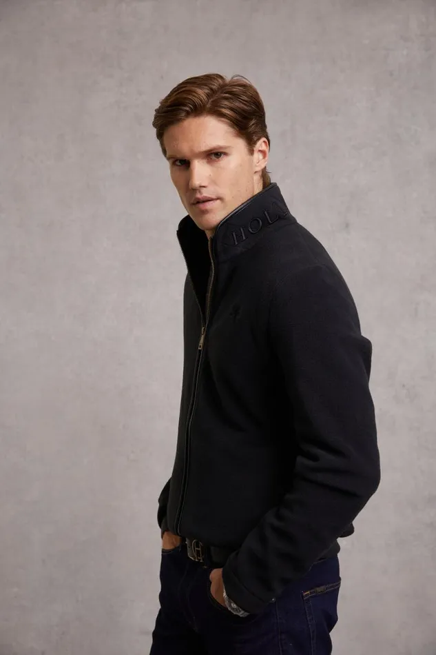 Men Country Fleece Jacket Black Holland Cooper Fleeces