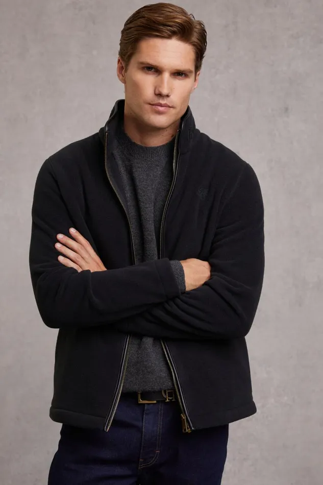 Men Country Fleece Jacket Black Holland Cooper Fleeces