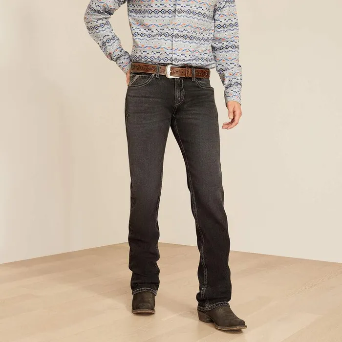 Men Denim Ariat M7 Slim Onyx Straight Leg Jeans Ebony Black