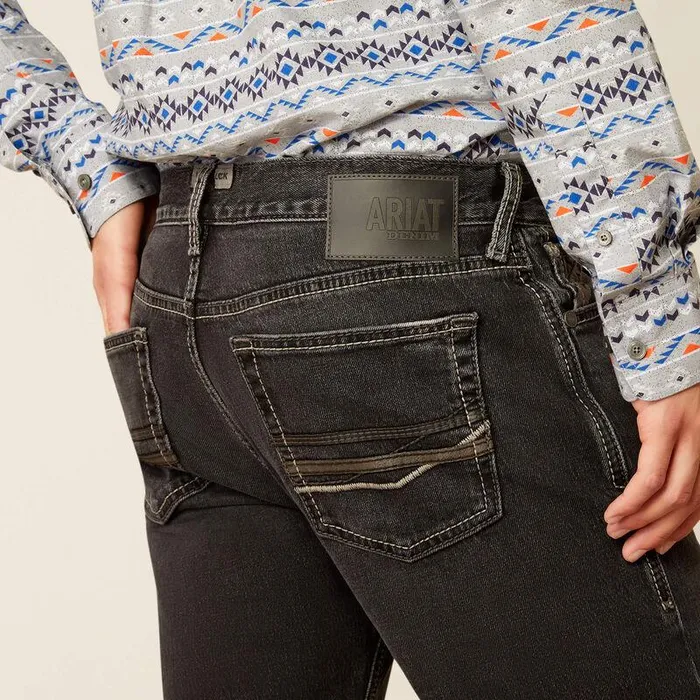 Men Denim Ariat M7 Slim Onyx Straight Leg Jeans Ebony Black Men Denim Ariat M7 Slim Onyx Straight Leg Jeans Ebony Black