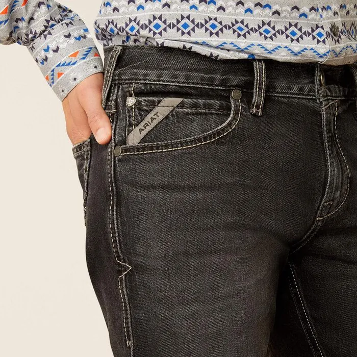 Men Denim Ariat M7 Slim Onyx Straight Leg Jeans Ebony Black Men Denim Ariat M7 Slim Onyx Straight Leg Jeans Ebony Black