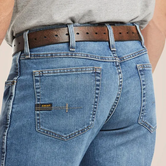 Men Denim Ariat Rebar M4 Relaxed DuraStretch Basic Boot Cut Jean Blue Haze Men Denim Ariat Rebar M4 Relaxed DuraStretch Basic Boot Cut Jean Blue Haze