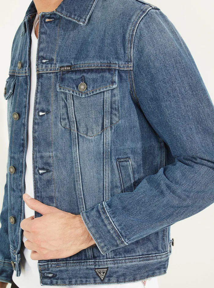 Men Denim GUESS Eco Blue Dillon Denim Jacket Men Denim GUESS Eco Blue Dillon Denim Jacket