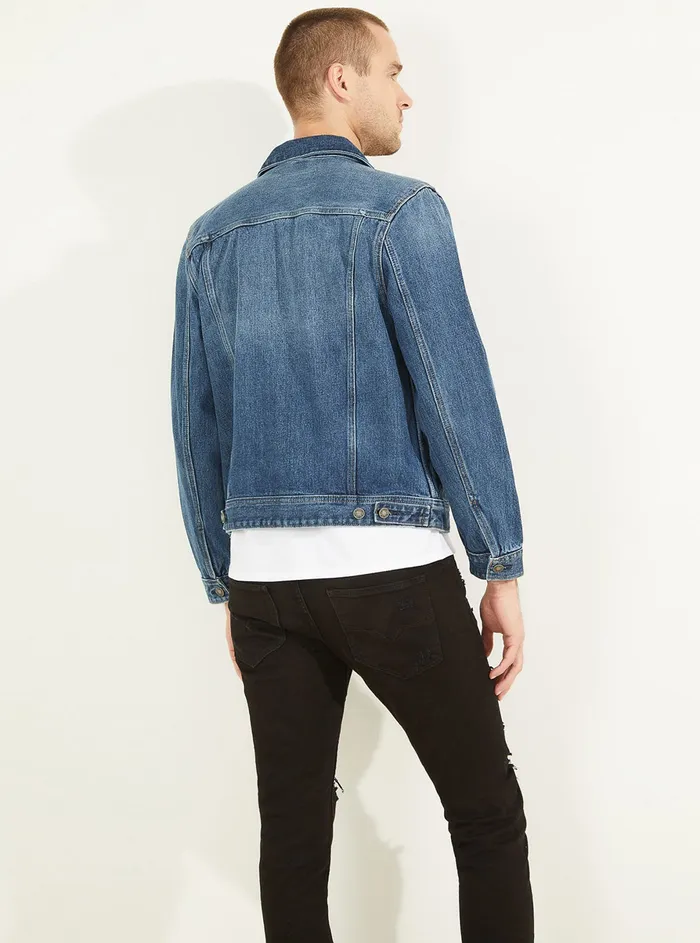 Men Denim GUESS Eco Blue Dillon Denim Jacket Men Denim GUESS Eco Blue Dillon Denim Jacket