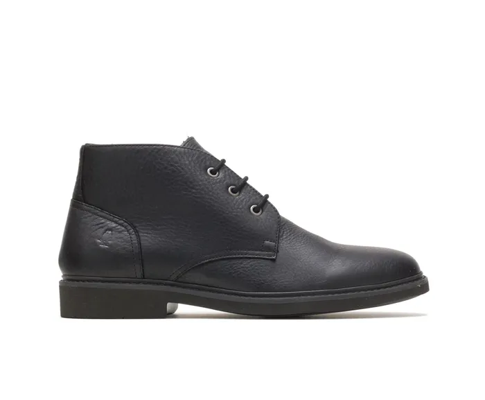 Men Detroit Chukka Black Leather Boots Hush Puppies