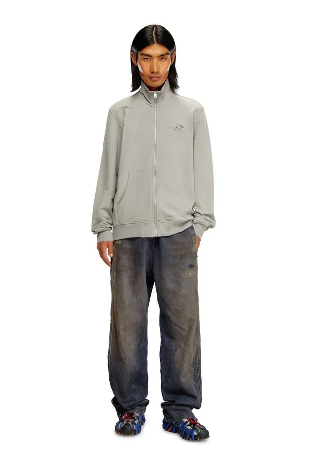 Men Diesel Sweatshirts and Hoodies SGINNIZIPOD Light Grey
