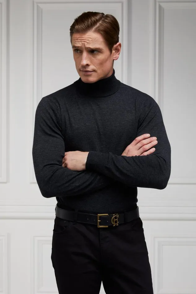 Men Fine Roll Neck Knit Charcoal Holland Cooper Knitwear Men Fine Roll Neck Knit Charcoal Holland Cooper Knitwear
