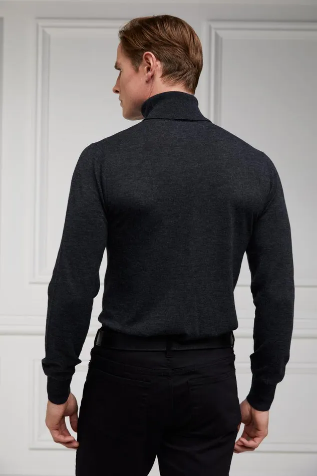 Men Fine Roll Neck Knit Charcoal Holland Cooper Knitwear Men Fine Roll Neck Knit Charcoal Holland Cooper Knitwear